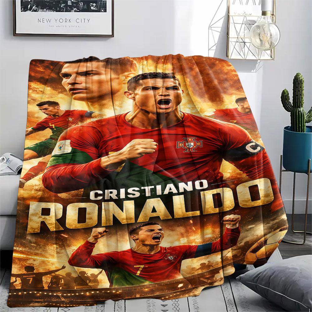 1PC CR7 Cristiano Ronaldo Patterned Flannel Blanket Suitable For All Seasons for Home Decor Warmth and Comfort Gifts Holiday Present