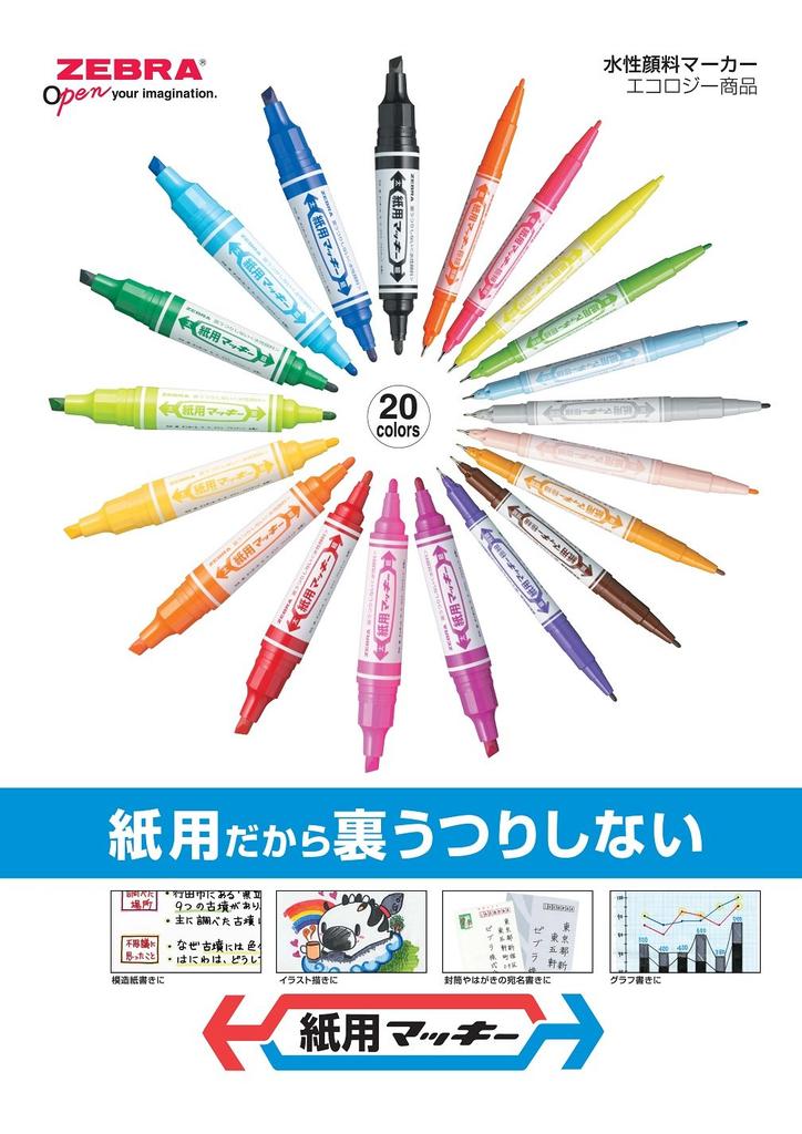 Zebra Pen for Extra Fine 10 Water-Based Paper, Makiki, Point, Blue, Pens, B-WYTS5-BL