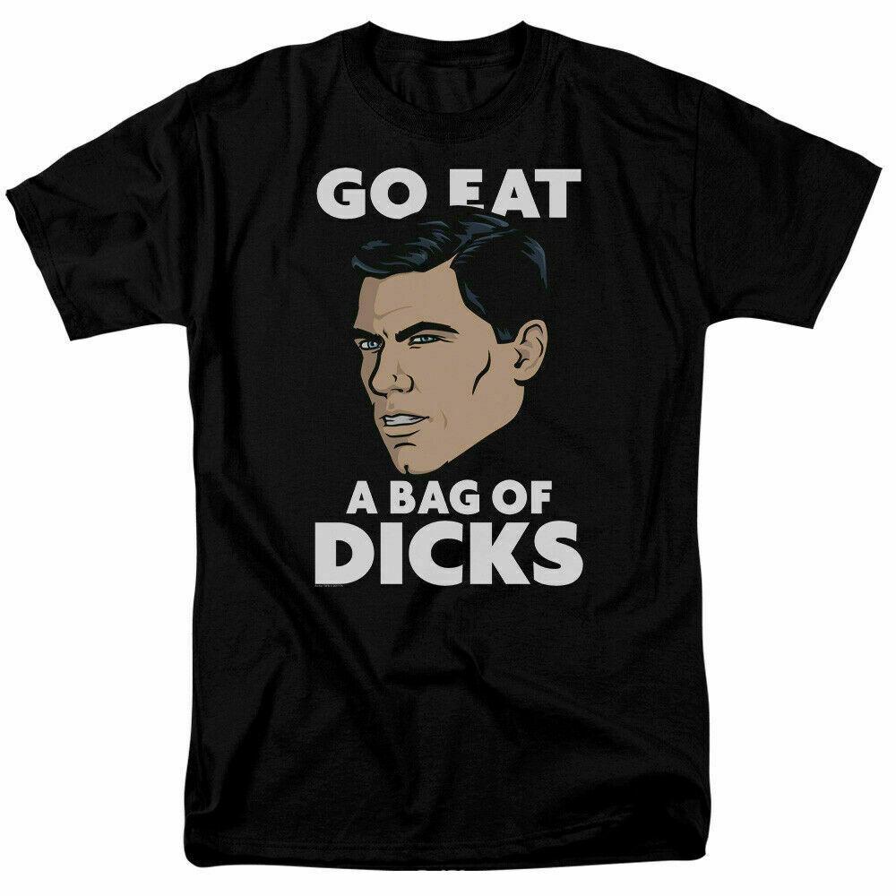 26 Archer Bag Of T Shirt Mens Licensed Cartoon Merch Go Eat A Bag of D*cks Black Unisex T-Shirt