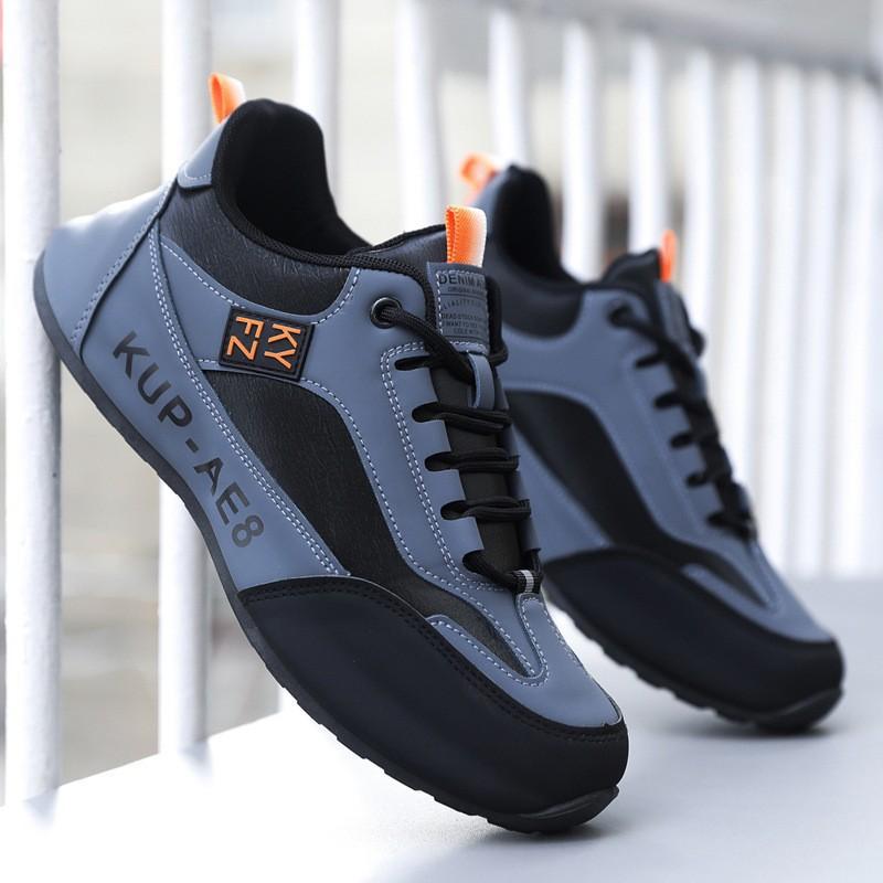 Spring and Autumn Sneakers Men's Fashion Lightweight Casual Shoes Comfortable Versatile Travel Shoes Net Surface Leather Surface Men's Shoes