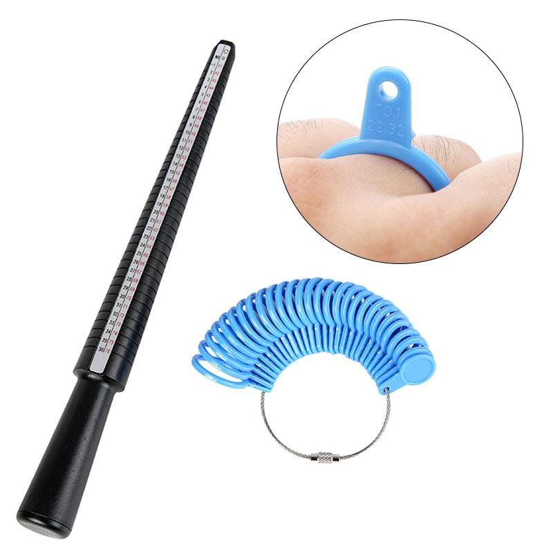 1set Plastic Ring Sizers Finder Mandrel Stick Finger Gauge Kit for Craft DIY Jewelry Making Ring Size Jewelry Measuring Tools