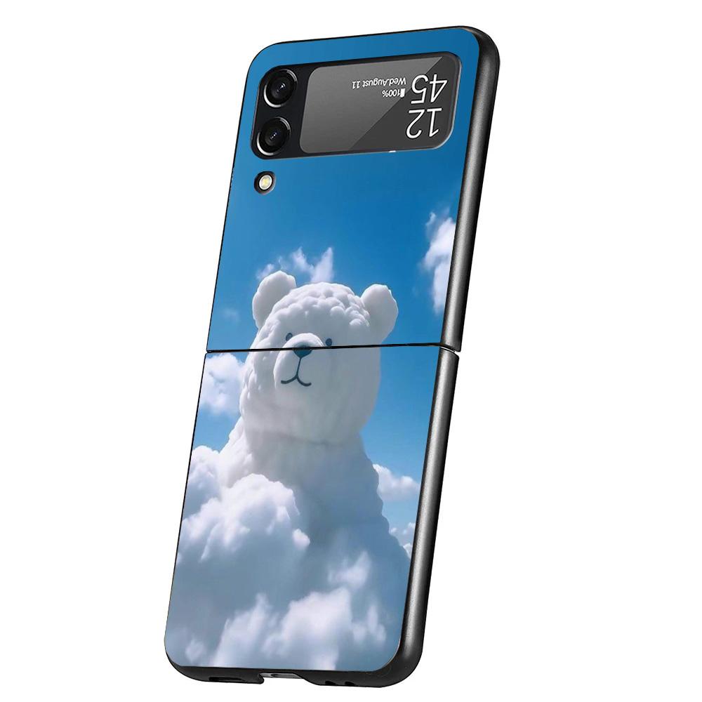 Sunny Clouds Teddy Bear Phone Case For Samsung Galaxy Z Flip 7 6 5 4 3 5G Cover ZFlip7 ZFlip6 ZFlip4 ZFlip5 ZFlip3 Coque Fundas