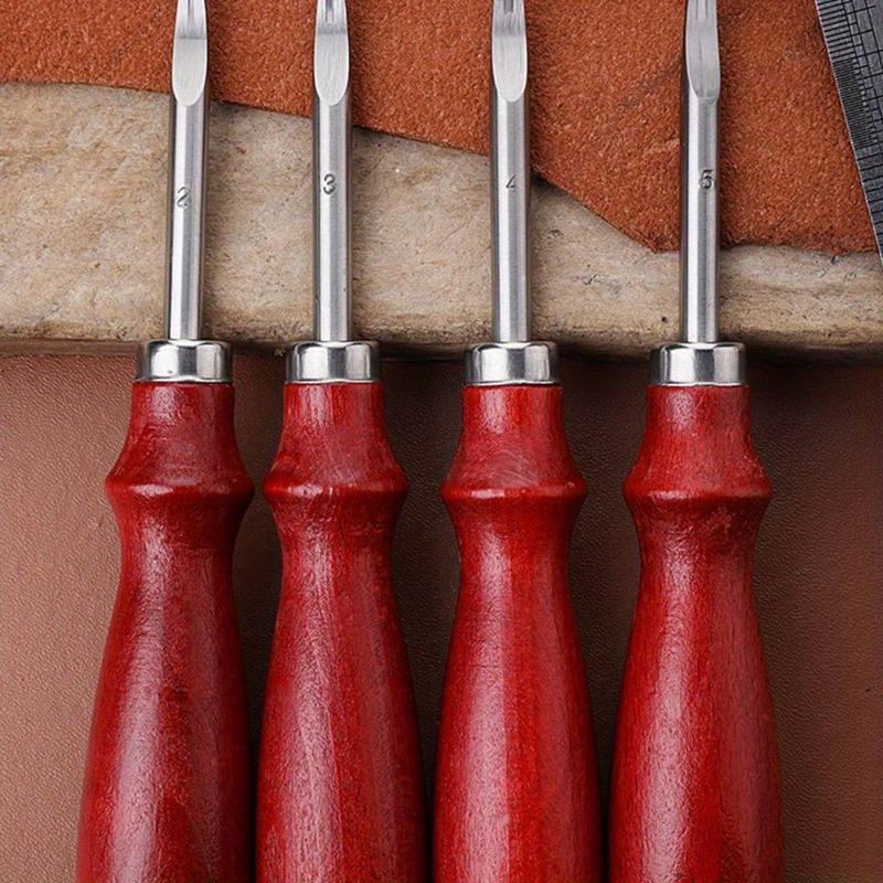 Lederkantenschärfer Schälmesser Schrägschneidemesser Schneiden Handwerkzeug mit Holzgriff DIY Werkzeuge