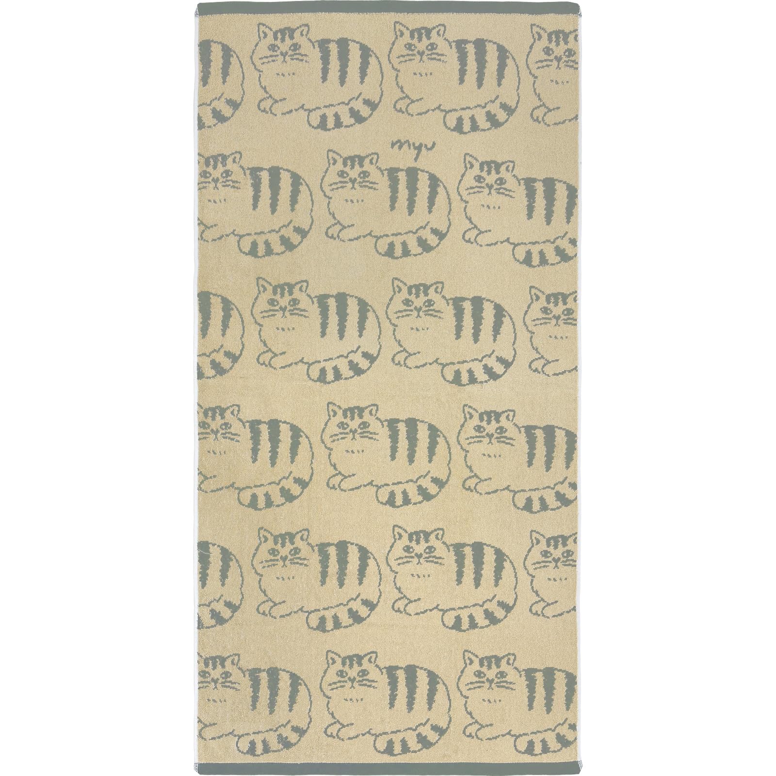 Hayashi Bath 60 x 120 Striped Coordi Cat BP538828 Towel, Approx. cm, Pattern, Beige,