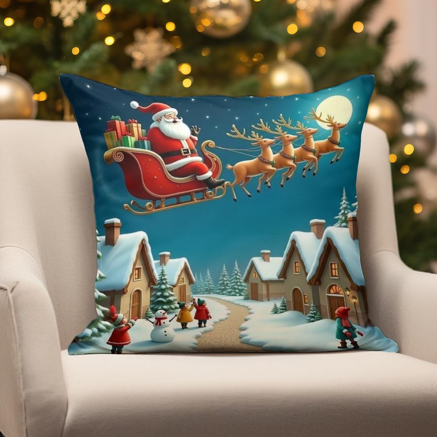 

Home Decor Christmas-themed Pillow Designs Suitable For Sofa Bedroom Car Pillow Cover Cushion Rectangular Back Cushion 16x16Inch