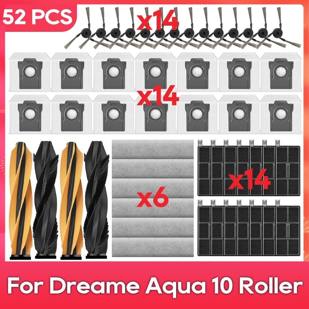 Fit For ( Dreame Aqua 10 Ultra Roller Complete, Aqua 10 Ultra Track ) Parts Accessories Main Side Brush Filter Mop Dust Bag
