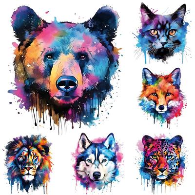 Bügelbild Tiere Aufnäher Patches Decals Streifen Diy Accessoire Sticker Jeans Wärmepresse Applikation Thermopatch Fuchs Katze