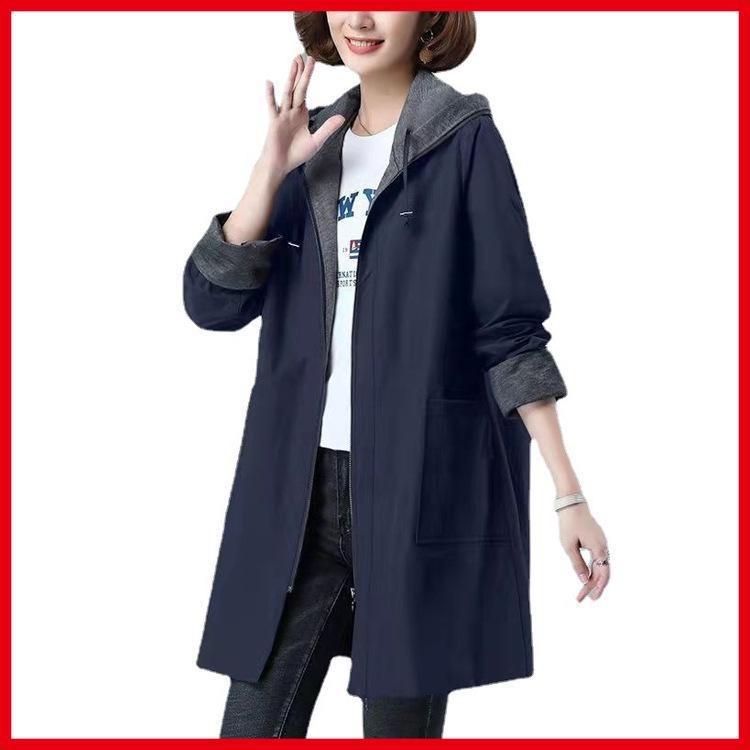 Damen Plus Size High-End Windjacke Mittellang S-7XL Bis zu 300 Jin