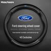 Genuine Leather & Carbon Fiber Steering Wheel Cover for Ford Focus, Mondeo, Kuga, Edge, Taurus