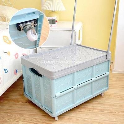 Wheeled Folding Storage Box for Books, Household, Car Organizer, Camping