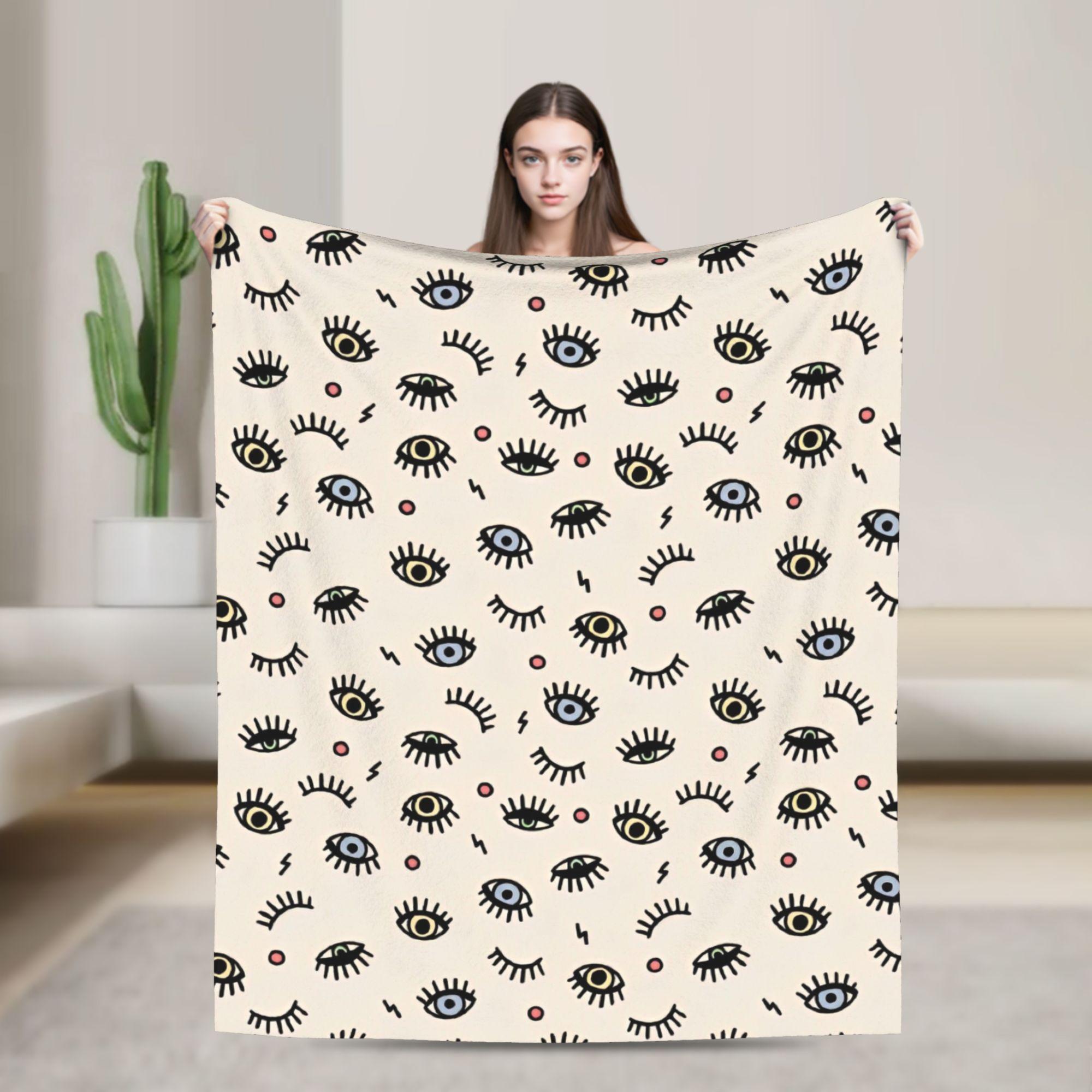 

Beauty Eyelash Blanket Cartoon Fuzzy Vintage Warm Throw Blankets for Home Restaurant Decoration 75x90cm