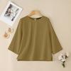 ZANZEA Women Casual Round Neck Solid Color 3/4 Sleeve Loose Blouse