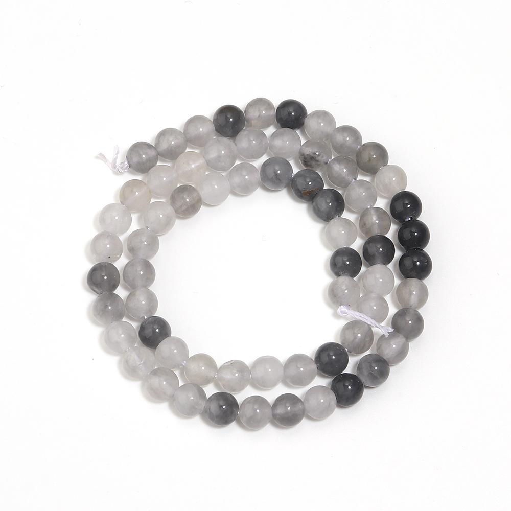 4 6 8 10 12mm Natural Stone Beads Silver Grey Crystal Round Loose Beads For Jewelry Making DIY Bracelets Necklace Accessories