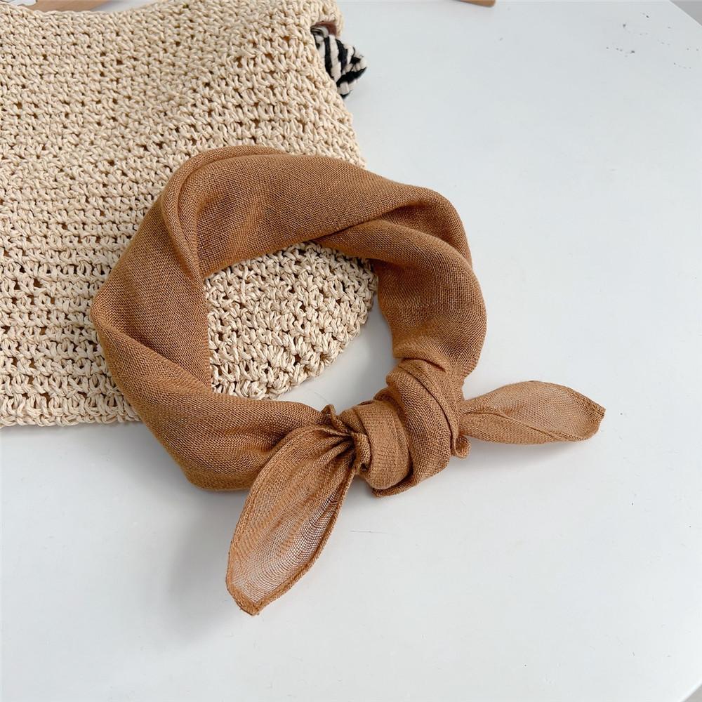 Retro Small Plaid Linen Square Scarf Literary And Versatile Women'S Summer Neck Protection Small Silk Scarf Scarf Accessories