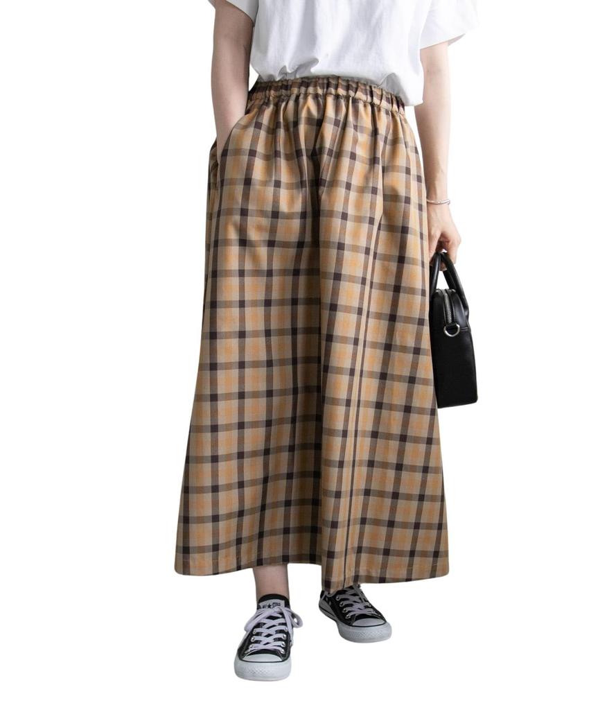 Research Skirt Check Gathered Skirt for Women GUNCLUB 1 [Urban Doors] FORK&SPOON DF36-25V029