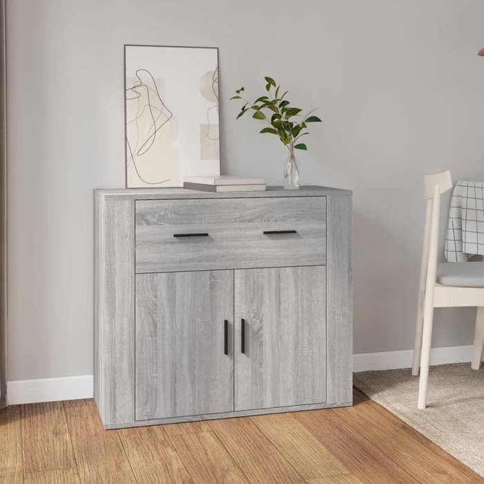 816574 vidaXL Buffet Sonoma gris 80x33x70 cm Bois d'ingénierie