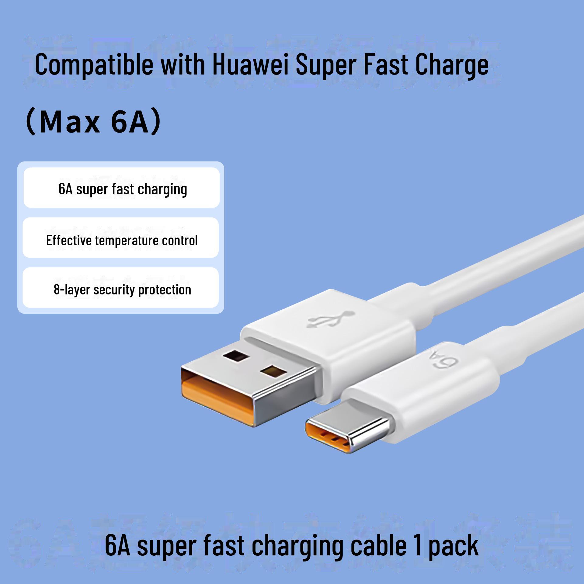 

Кабель Flash Charge Type-C на 6 А, совместимый с телефонами Huawei для быстрой зарядки. 1m 6A Type-C Cable