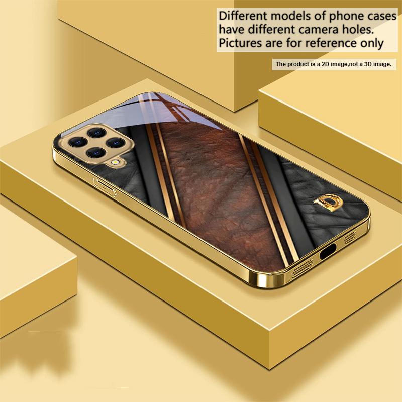 Brilliant golden letters For Samsung A 01 52S A04 A05S A10 A12 13 22 23 24 36 42 M02 Note 10 20Ultra 8 9 Golden glass phone case
