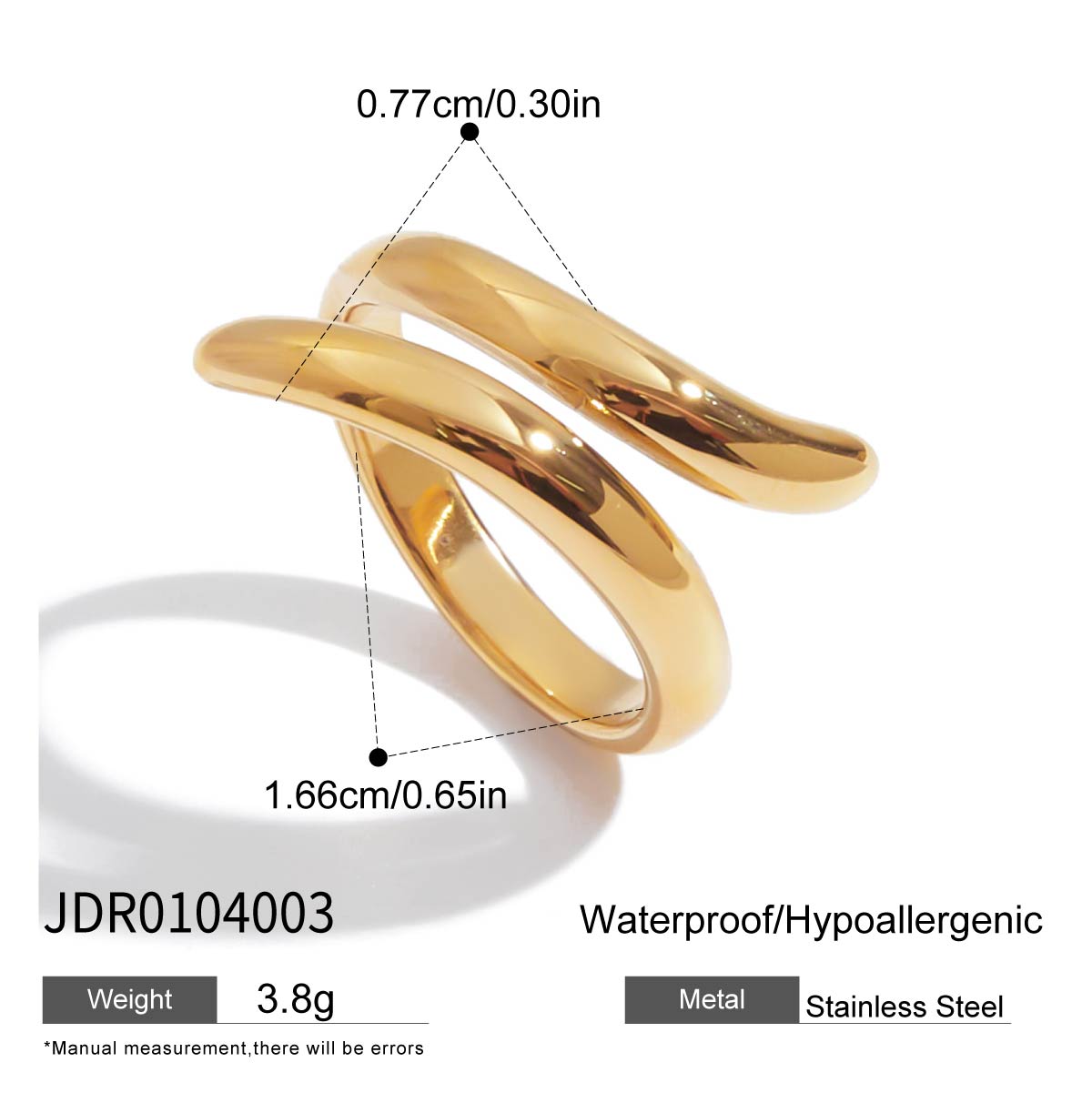 

Youthway Металлическое кольцо с золотым покрытием из нержавеющей стали, водонепроницаемое, ювелирное изделие для пальца, оптовая продажа, регулируемое металлическое разомкнутое кольцо