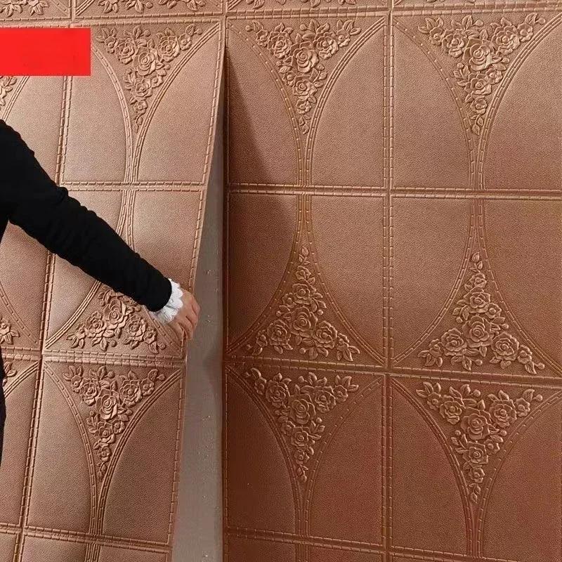 3D Soft Foam Brick Wallpaper Sticker Roll DIY Self Adhesive Living Room Home Kitchen Bathroom Decorative Wall Paper