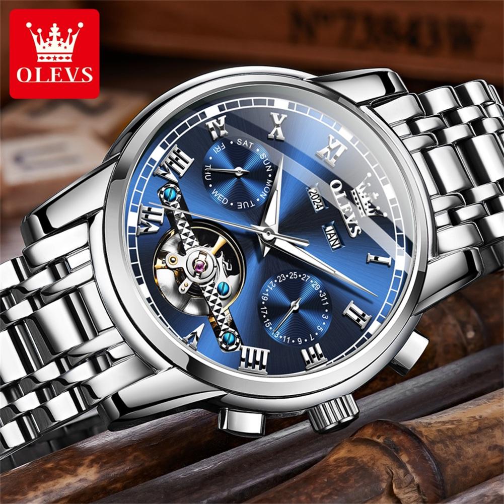 OLEVS 6607 Luxus Automatikuhr für Herren Skelett-Design Herrenarmbanduhr Wasserdicht Original Mechanisches Uhrwerk Uhr