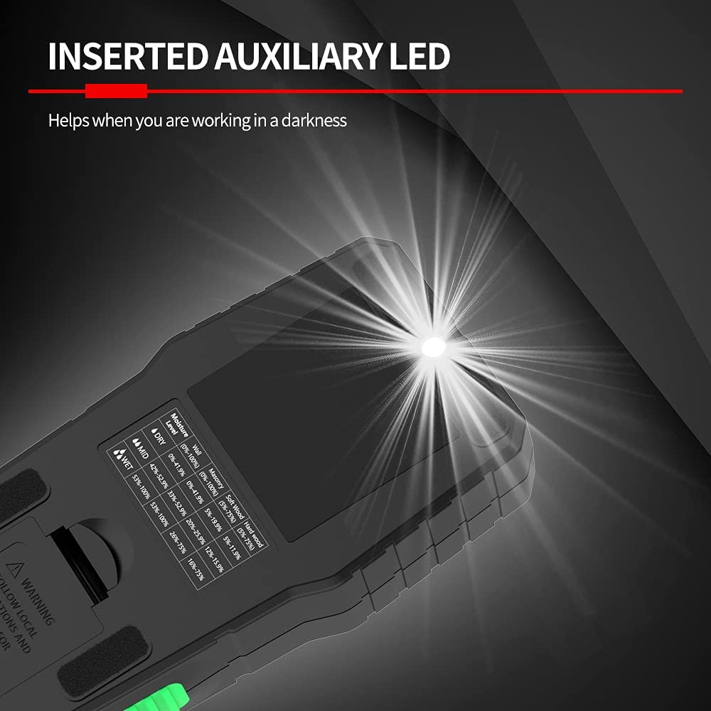 Portable Pinless Wood Moisture Meters Drywall Mold Moisture Detector for Lumber Concrete Building Wall Moisture Sensor Humidity Tester Digital Display