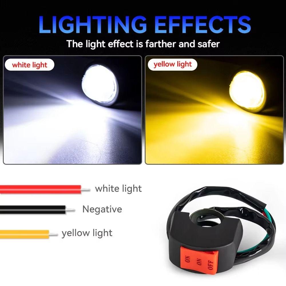 2Pcs Dual Color Light Motorcycle Mini Driving Light LED Headlight Projector  Scooter Lighting