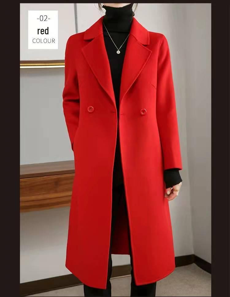 Women's Mid-Length Slim-Fit Wool Coat - 2025 Spring/Autumn Collection
