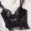New Black Fishbone Lace Suspender Vest Women's V-neck Bra Underwear Inside and Sexy Short Top Outside