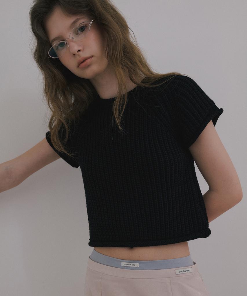 Obeodyupeulleeo Rolling Cap Sleeve Knit_Black