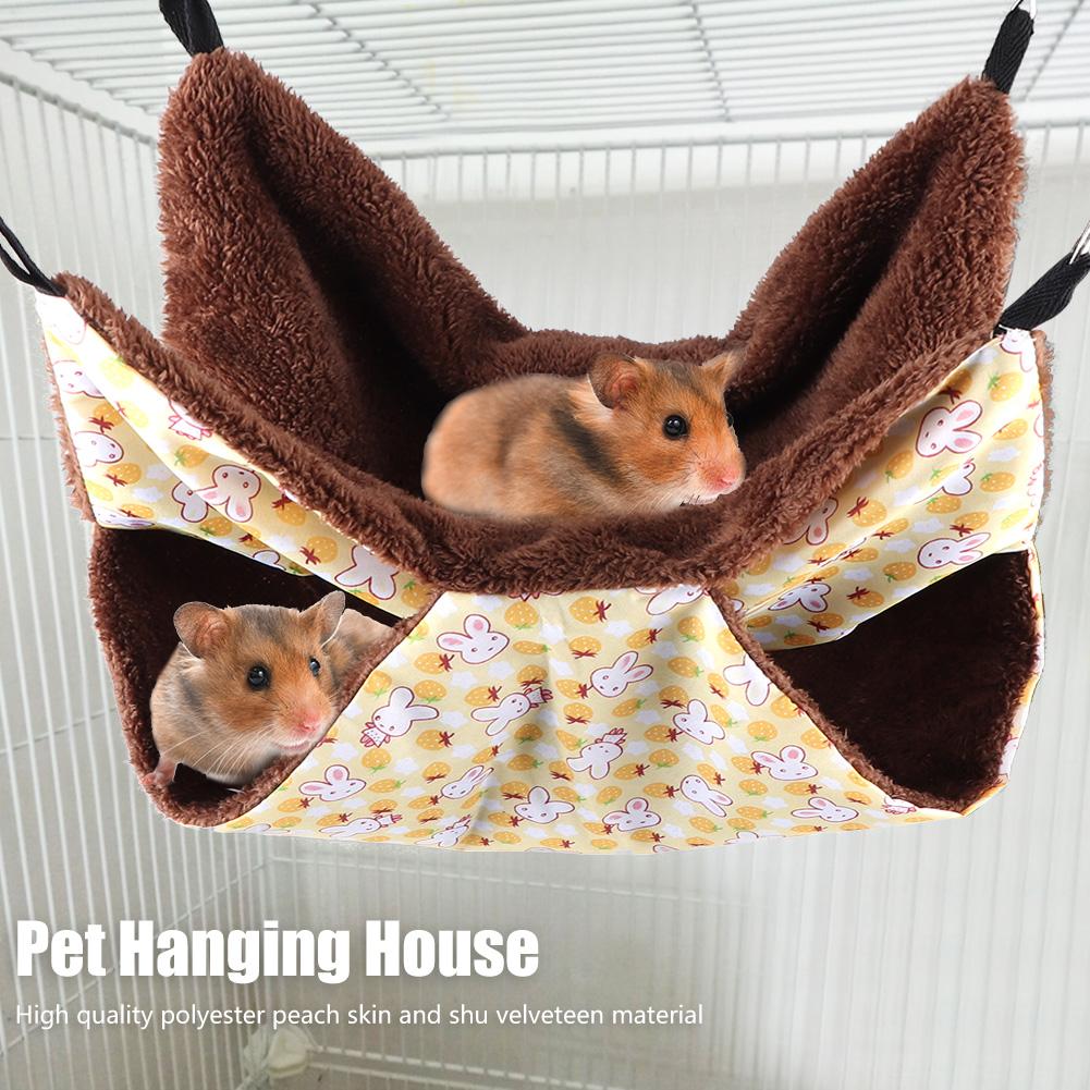 Gelbes Kaninchen Doppelschicht Zwischenschicht Warme Hängematte Hängebett Haus Schlafsack für Eichhörnchen