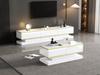 Set Moderno Bianco Lucido per Supporto TV e Tavolino, Console TV con 3 Cassetti, Tavolino con 2 Cassetti, Bordi Dorati, per il Salotto