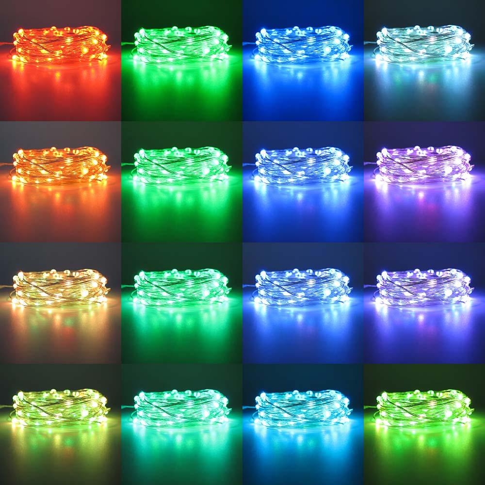 

RGB 16 цветов светодиодные гирлянды USB-порт Сказочная гирлянда водонепроницаемая с пультом дистанционного управления для украшения рождественской свадьбы, праздничной вечеринки 20m разноцветный