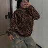 Womens Oversized Hooded Sweatshirt With Leopard Print Digital Design Casual Streetwear Top