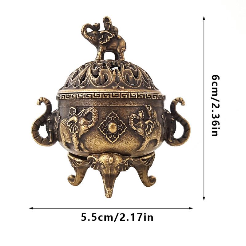 Elephant Lucky Incense Burner Metal Lotus Incense Burner Bowl Incense Holder With Handle Yoga Meditation Home Decor Ancientstyle