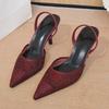 Sandale de Lux Strălucitoare cu Strass Femei Vară Sexy Plasă Vârf Ascuțit Slingbacks Toc Subțire Înalt Pantofi Eleganti pentru Petrecere