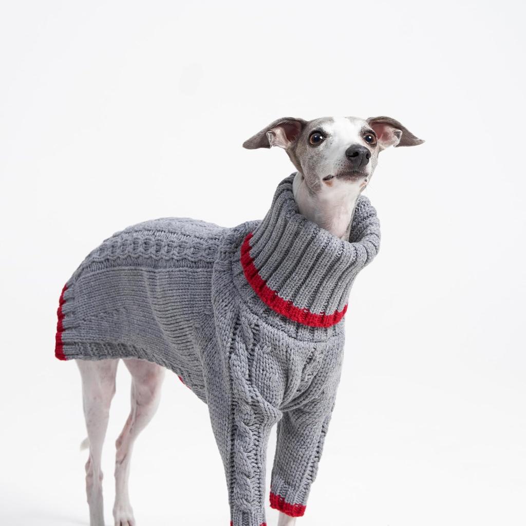 Italian Greyhound Clothes, Warm Sweater for Whippets, Dog Onesie, Two-Legged Turtleneck Warm Sweater for Small Medium Dogs (Small, Grey)