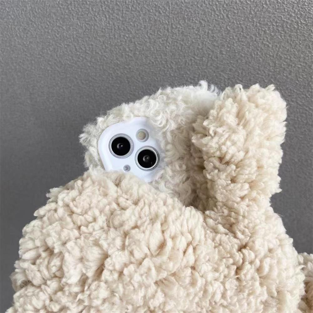 Autumn and Winter Plush Gloves for IPhone16promax for Apple 15 Mobile Phone Case 14plus Silicone 13 Men and Women Trendy