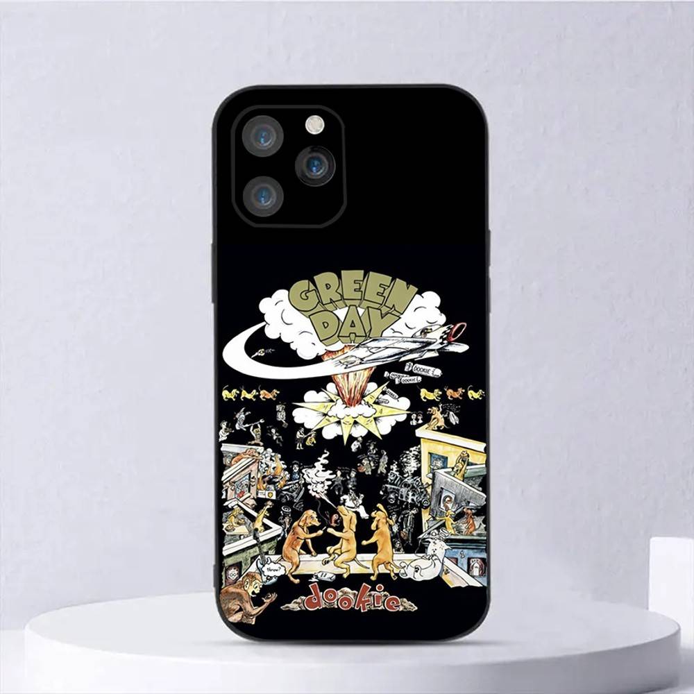 

G-Green d-Day Band Phone Case For iPhone 16,15,14,13,12,11,Plus,Pro Max,XS,X,E,SE,Mini Soft Silicone Black Cover iPhone15pro