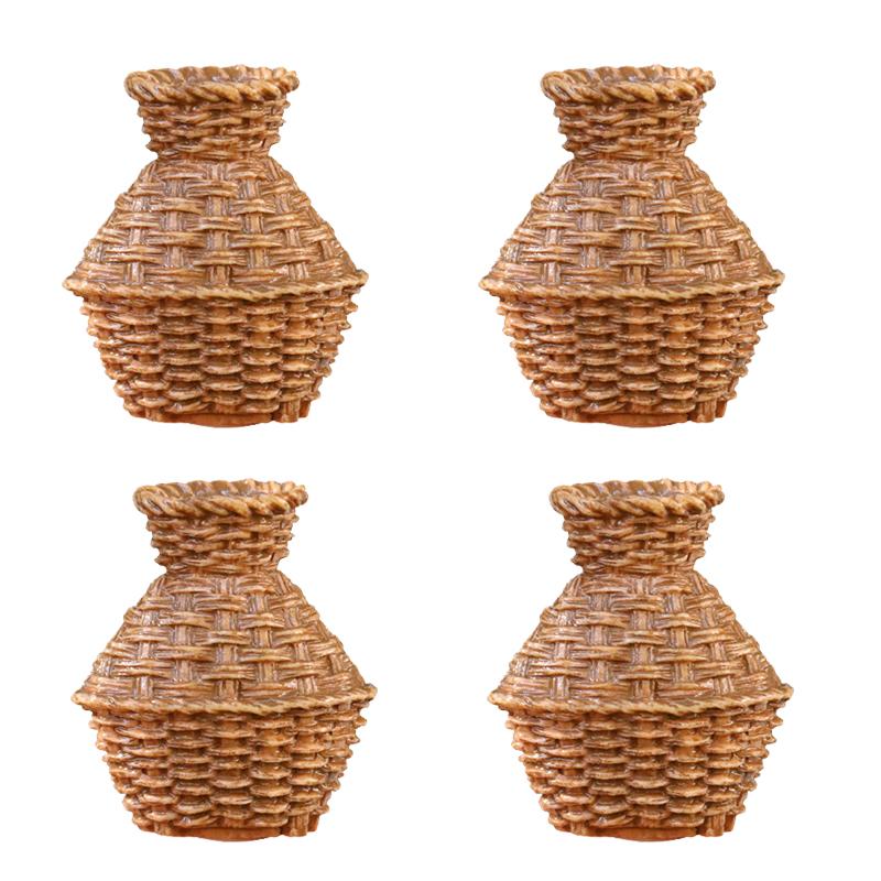 

4pcs Miniature Woven Basket, Model House Accessories, Miniature Willow Basket for Crafts, Miniature House Furniture Set