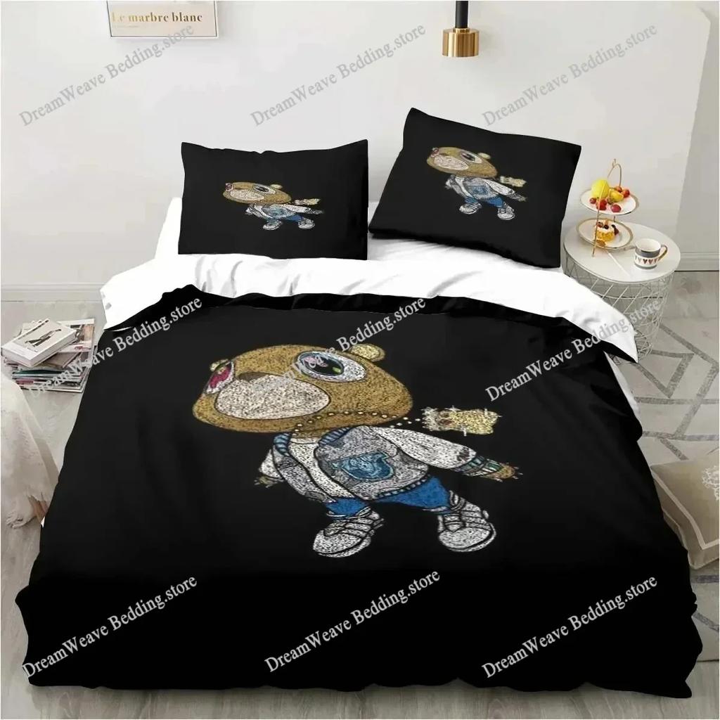 3D Rapper Kanye West Bedding Set Duvet Cover Bed Set Quilt Cover Pillowcase Comforter King Queen Size Boys Adult Bedding Set9639