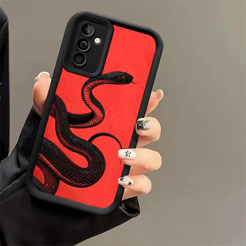 Coque de téléphone pour Samsung Galaxy S26 S25 Ultra S24 FE Coque Serpent Noir Doodle S23 Plus S22 + S21 S20 5G Silicone Souple Funda