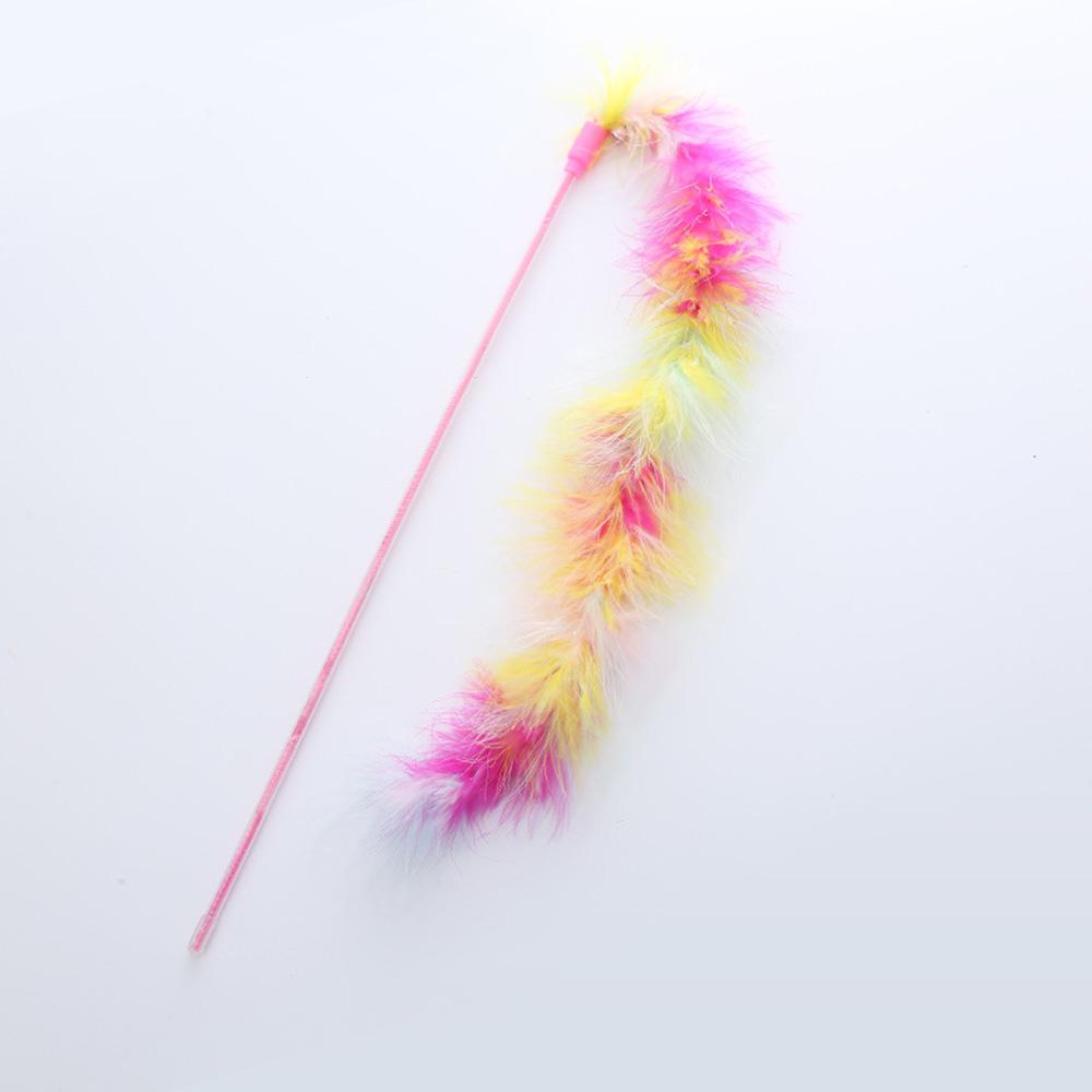 

Rainbow Feather Cat Teaser Wand - Colorful Interactive Cat Toy, Fun Chasing & Swatting Play for Kittens & Adult Cats, розовый