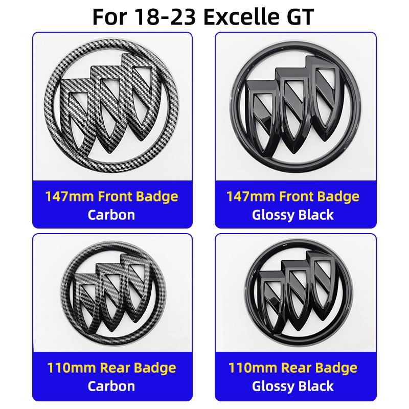 

2pcs For Buick Excelle GT Envision LaCrosse Regal Verano GL6 Car Front Center Grille Emblem Rear Trunk Badge Sticker Accessories glossy black-2pcs
