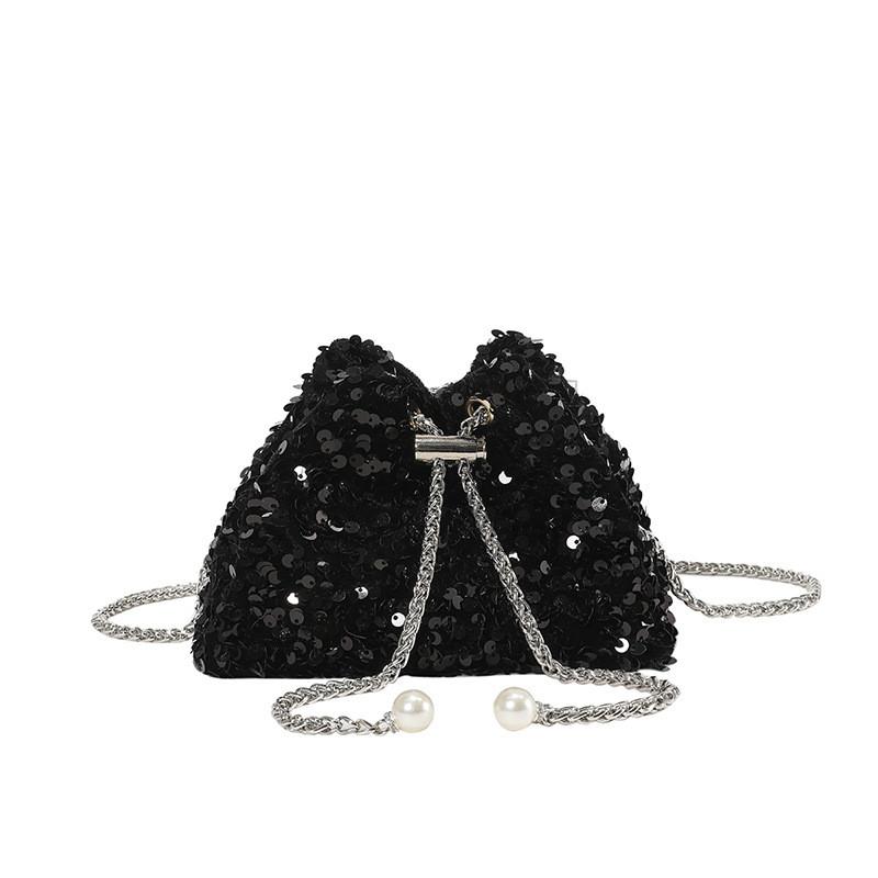 Stylish Bucket Bag With Shimmering Sequins In Black Purple Green Or Colorful Options