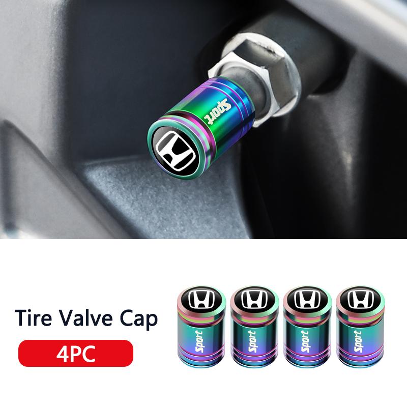 Metallic New 4Pc Car Wheel Tire Valve Caps Air Stem Covers Accessorie For Honda Accord Odyssey CRV Jazz Pilot Civic City HRV CRX GI1