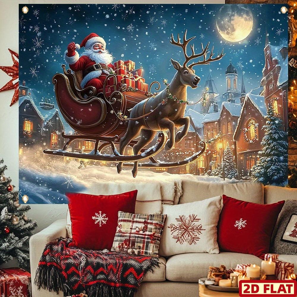 1Pcs Christmas with Santa and Decoration Background Winter Backdrop Decorations For Photo Studio Photo Booth Christams Party