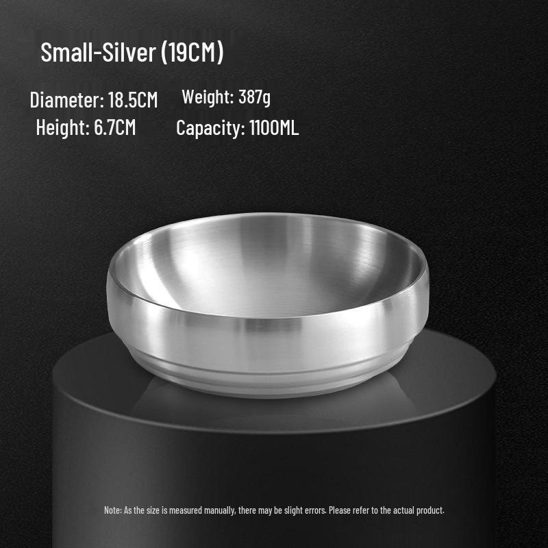 Korean Stainless Steel Double-Layer Noodle Bowl - Ideal for Bibimbap, Salad, Soup, and Luosifen. 201