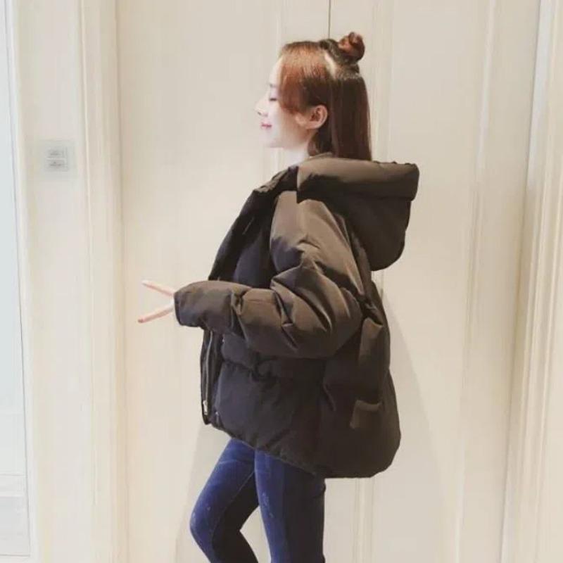 

Зимняя новая хлопковая куртка женская короткая свободная куртка с капюшоном куртка женская пуховая хлопковая куртка XXL чёрный