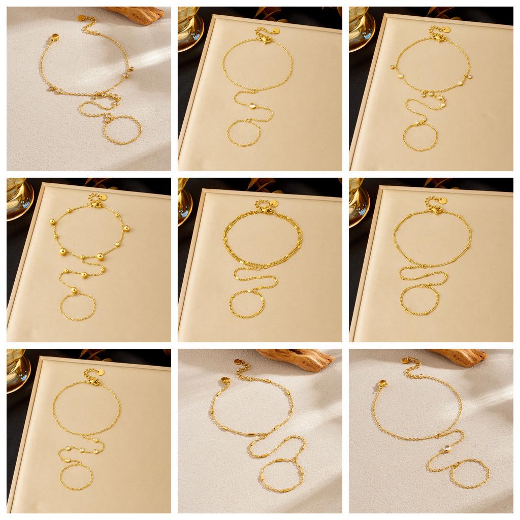 DIEYURO 316L Stainless Steel Fashion White Round Zircon Back Of Hand Chain Finger Bracelet Lady Trend Classic Waterproof Jewelry